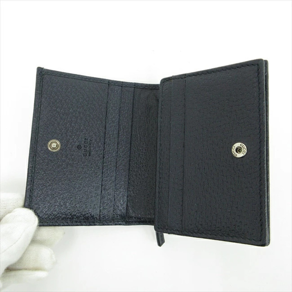 GUCCI GG Supreme Horsebit Bi fold Wallet Compact Navy Blue White Leather - Picture 7 of 9